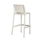 HomeRoots Set of Four 30 White Faux Rattan Heavy Duty Plastic Low Back Outdoor Bar Height Chairs