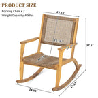 2-Piece Acacia Rocking Chair Set with Rattan Backrest