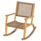 2-Piece Acacia Rocking Chair Set with Rattan Backrest