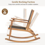 2-Piece Acacia Rocking Chair Set with Rattan Backrest