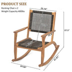 2-Piece Acacia Rocking Chair Set with Rattan Backrest