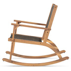 2-Piece Acacia Rocking Chair Set with Rattan Backrest