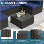 7 Piece Outdoor Patio Furniture Set Grey/Black Wicker Conversation Sectional Sofa Set with Coffee Table and Cushions