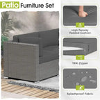 7 Piece Outdoor Patio Furniture Set Grey/Black Wicker Conversation Sectional Sofa Set with Coffee Table and Cushions