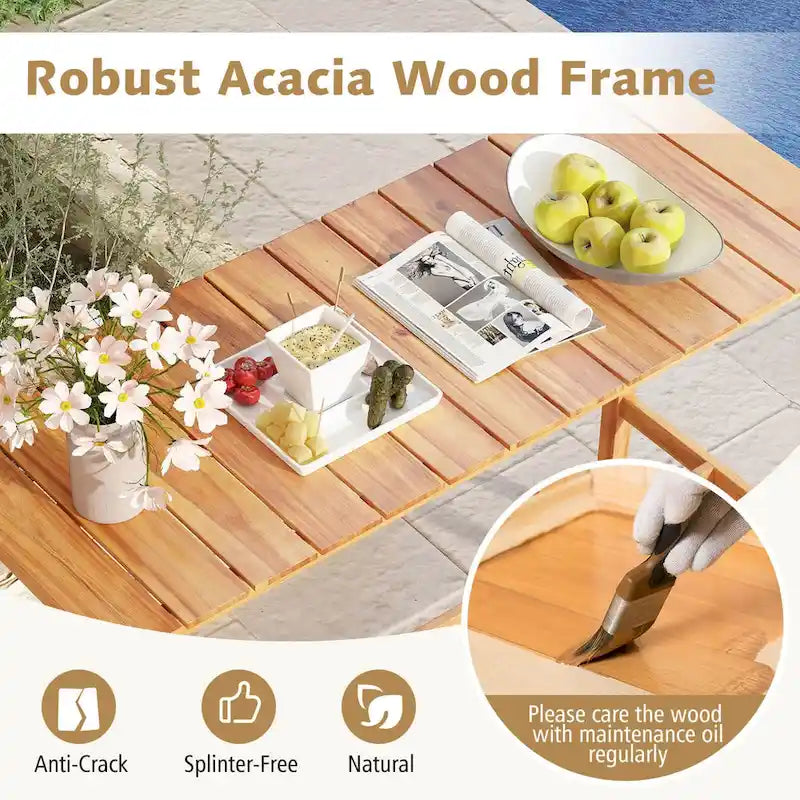 Costway 54 x 22 Acacia Wood Counter Height Table with Slatted - See Details