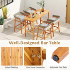 Costway 54 x 22 Acacia Wood Counter Height Table with Slatted - See Details