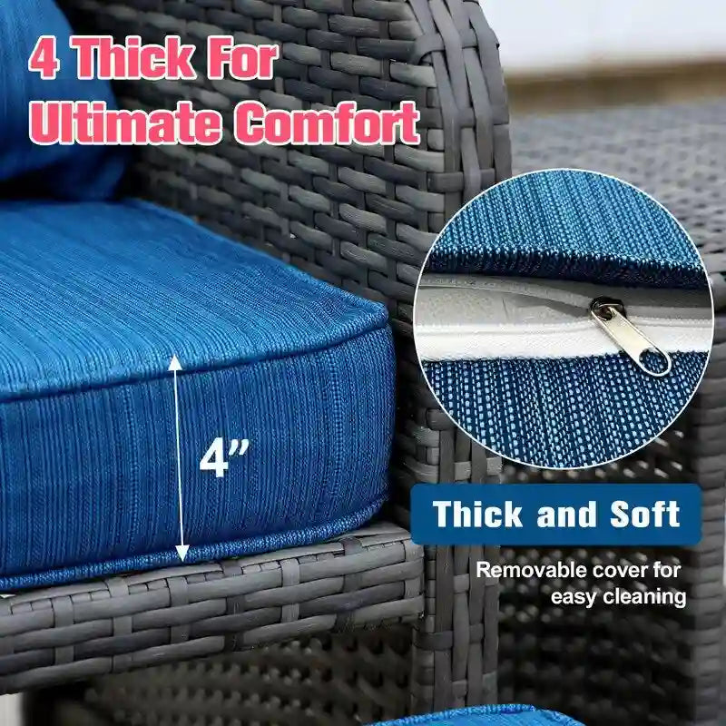 5 Pieces Outdoor Wicker Patio Furniture Set with Ottomans and coffee table