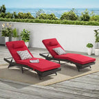 Outdoor Wicker Long Reclining Chair Set of 2