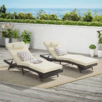 Outdoor Wicker Long Reclining Chair Set of 2