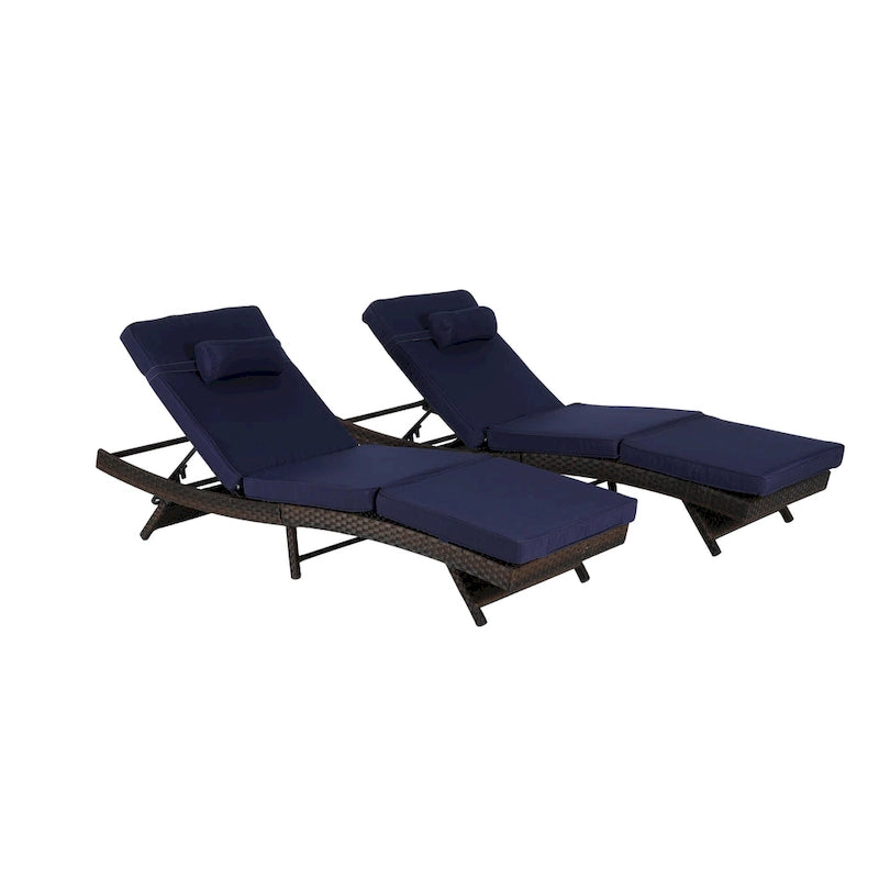 Outdoor Wicker Long Reclining Chair Set of 2