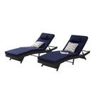 Outdoor Wicker Long Reclining Chair Set of 2