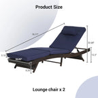 Outdoor Wicker Long Reclining Chair Set of 2