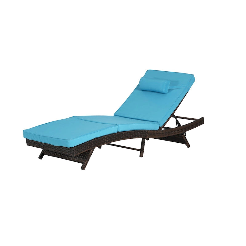 Outdoor Wicker Long Reclining Chair Set of 2