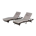 Outdoor Wicker Long Reclining Chair Set of 2