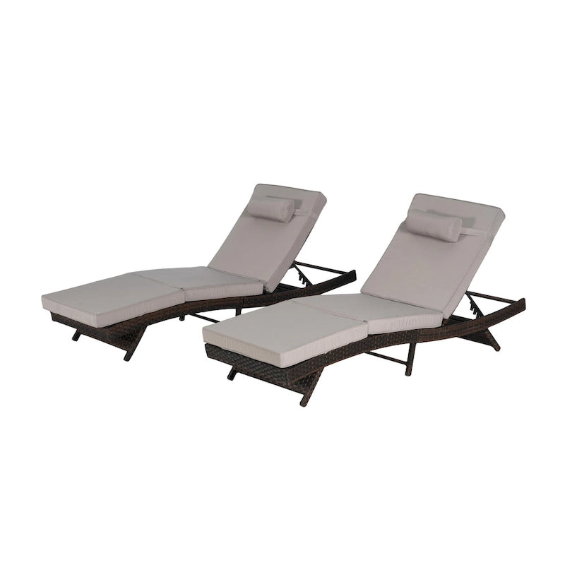 Outdoor Wicker Long Reclining Chair Set of 2