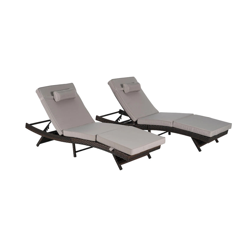 Outdoor Wicker Long Reclining Chair Set of 2