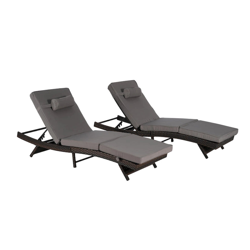 Outdoor Wicker Long Reclining Chair Set of 2