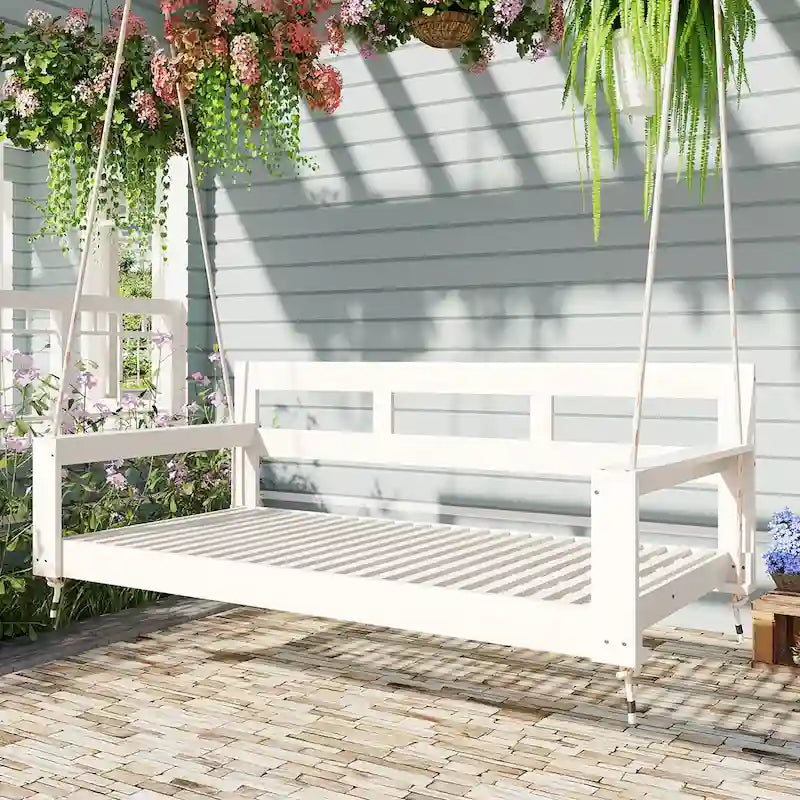 Patio Wooden Twin Size Porch Swing Daybed Frame