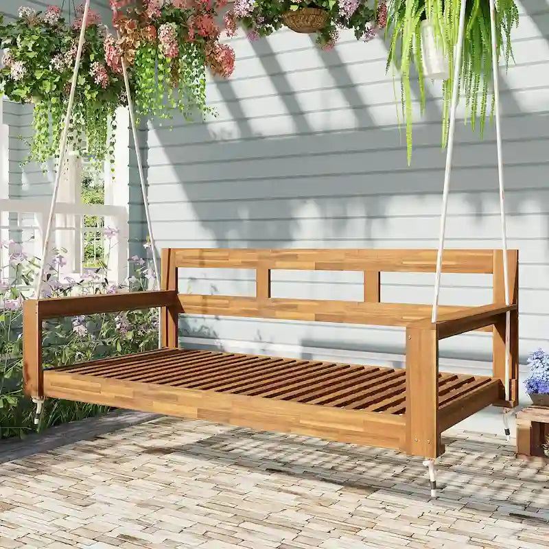 Patio Wooden Twin Size Porch Swing Daybed Frame