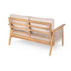 Outdoor 4-piece Acacia Wood and Rope Sectional Patio Sofa Set