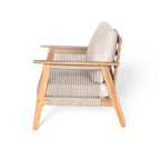 Outdoor 4-piece Acacia Wood and Rope Sectional Patio Sofa Set