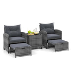 Costway 5 Piece Patio Rattan Furniture with 2 Ottomans & Tempered - See Details