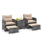 Costway 5 Piece Patio Rattan Furniture with 2 Ottomans & Tempered - See Details