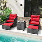 Costway 5 Piece Patio Rattan Furniture with 2 Ottomans & Tempered - See Details