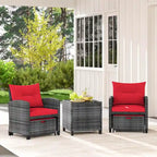 Costway 5 Piece Patio Rattan Furniture with 2 Ottomans & Tempered - See Details