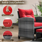 Costway 5 Piece Patio Rattan Furniture with 2 Ottomans & Tempered - See Details