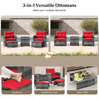 Costway 5 Piece Patio Rattan Furniture with 2 Ottomans & Tempered - See Details