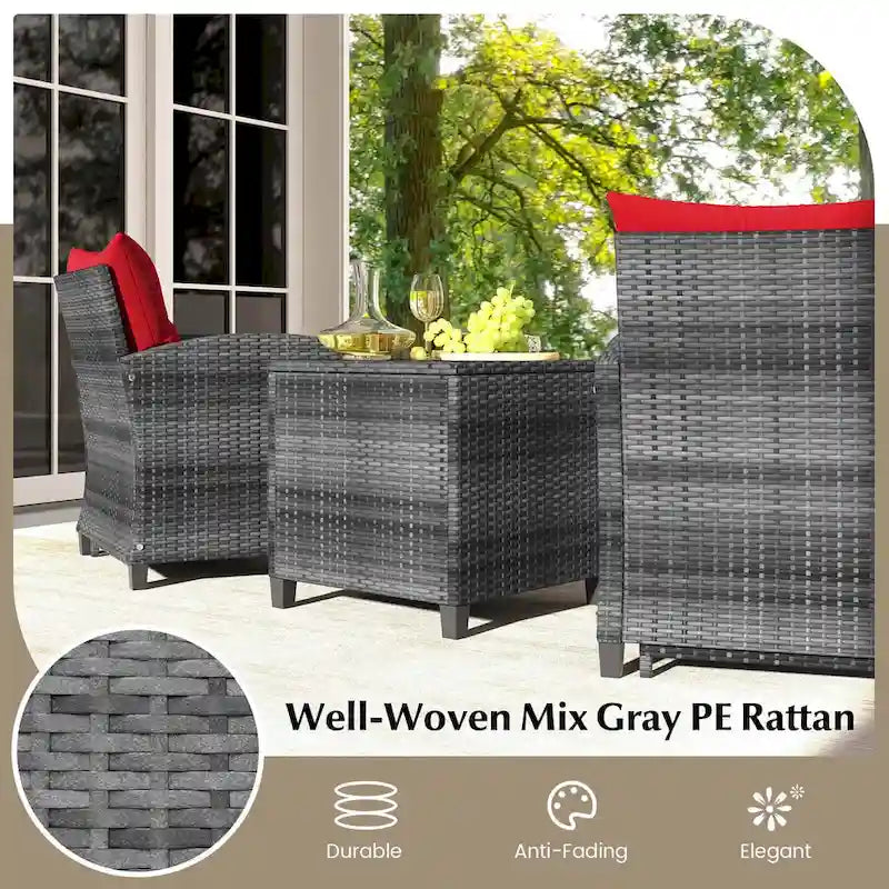 Costway 5 Piece Patio Rattan Furniture with 2 Ottomans & Tempered - See Details