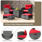 Costway 5 Piece Patio Rattan Furniture with 2 Ottomans & Tempered - See Details