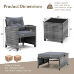 Costway 5 Piece Patio Rattan Furniture with 2 Ottomans & Tempered - See Details