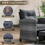 Costway 5 Piece Patio Rattan Furniture with 2 Ottomans & Tempered - See Details