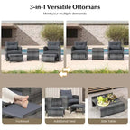 Costway 5 Piece Patio Rattan Furniture with 2 Ottomans & Tempered - See Details