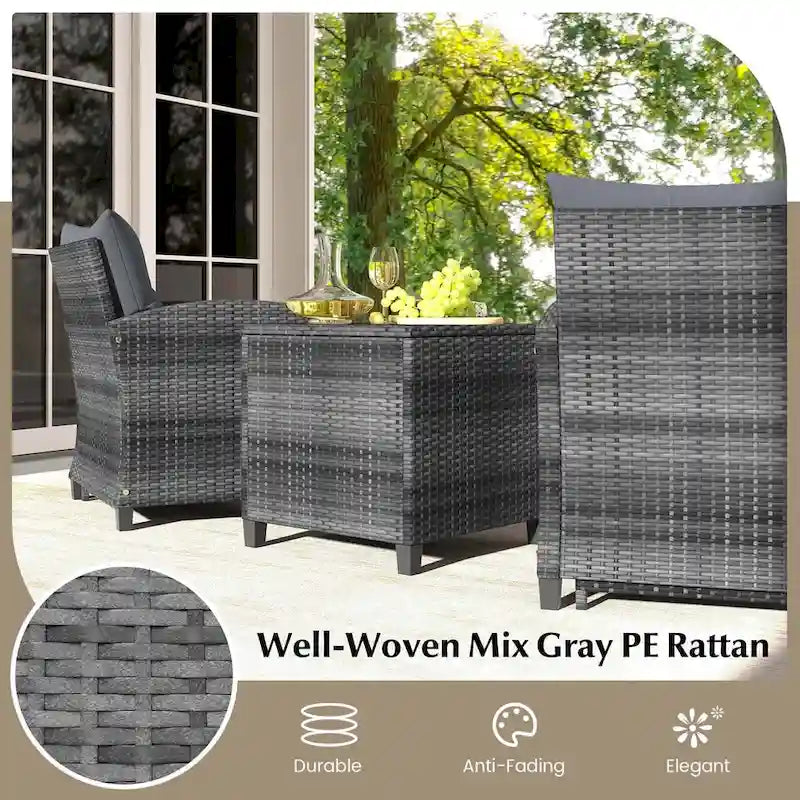 Costway 5 Piece Patio Rattan Furniture with 2 Ottomans & Tempered - See Details