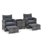 Costway 5 Piece Patio Rattan Furniture with 2 Ottomans & Tempered - See Details
