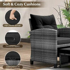 Costway 5 Piece Patio Rattan Furniture with 2 Ottomans & Tempered - See Details