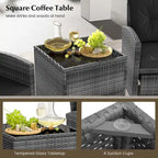 Costway 5 Piece Patio Rattan Furniture with 2 Ottomans & Tempered - See Details