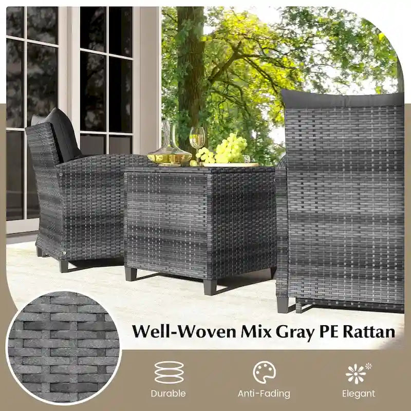 Costway 5 Piece Patio Rattan Furniture with 2 Ottomans & Tempered - See Details
