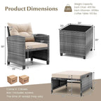 Costway 5 Piece Patio Rattan Furniture with 2 Ottomans & Tempered - See Details