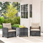 Costway 5 Piece Patio Rattan Furniture with 2 Ottomans & Tempered - See Details