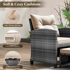 Costway 5 Piece Patio Rattan Furniture with 2 Ottomans & Tempered - See Details