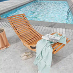 Costway Outdoor Chaise Lounge with High Back Slatted Seat Stopper - See Details