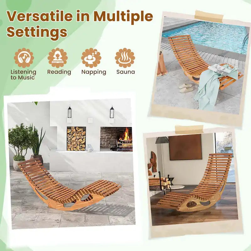Costway Outdoor Chaise Lounge with High Back Slatted Seat Stopper - See Details