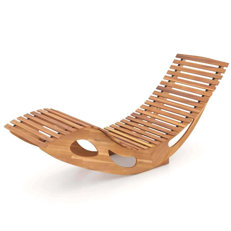 Costway Outdoor Chaise Lounge with High Back Slatted Seat Stopper - See Details