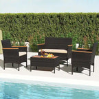 Costway 4 PCS Patio Wicker Sofa Set with Coffee Table Acacia Wood - See Details