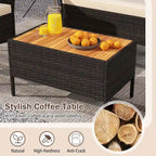 Costway 4 PCS Patio Wicker Sofa Set with Coffee Table Acacia Wood - See Details