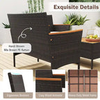 Costway 4 PCS Patio Wicker Sofa Set with Coffee Table Acacia Wood - See Details